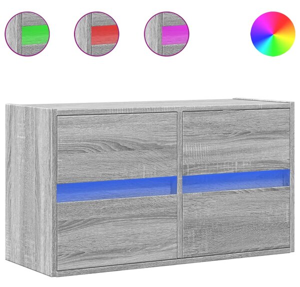 Szürke sonoma színű fali TV-szekrény LED-del 80 x 31 x 45 cm