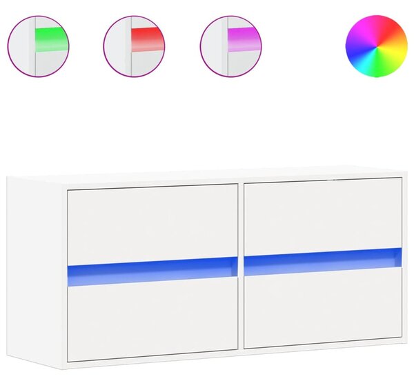 Fehér falra szerelhető TV-szekrény LED-lámpákkal 100x31x45 cm