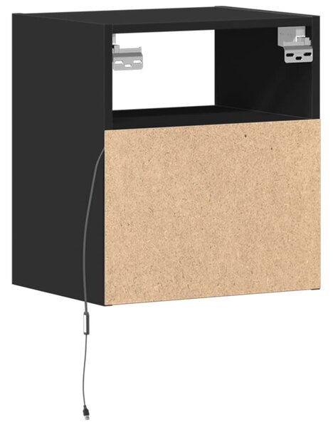 2 db fekete fali TV-szekrény LED-világítással 41x31x45 cm
