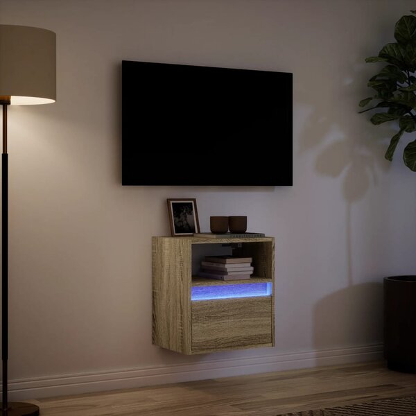Sonoma tölgy színű fali TV-szekrény LED-ekkel 41x31x45 cm