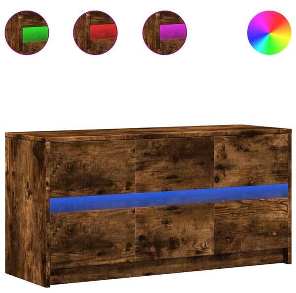 Füstös tölgy színű szerelt fa LED-es TV-szekrény 100x34x50 cm