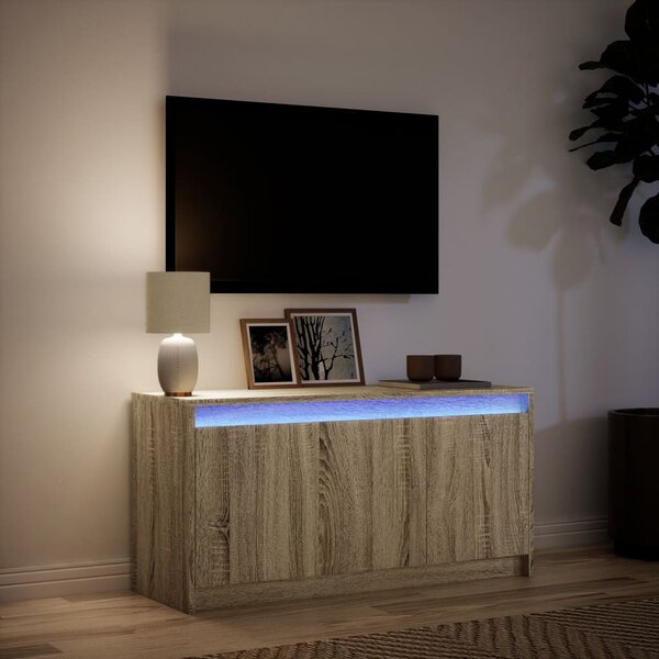 Sonoma tölgy színű szerelt fa LED-es TV-szekrény 100x34x50 cm