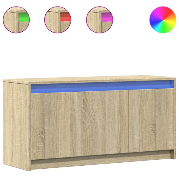 Sonoma tölgy színű szerelt fa LED-es TV-szekrény 100x34x50 cm