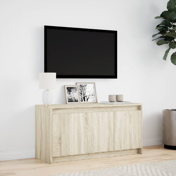 Sonoma tölgy színű szerelt fa LED-es TV-szekrény 100x34x50 cm