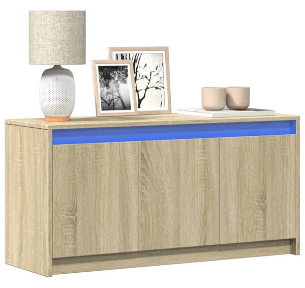 Sonoma tölgy színű szerelt fa LED-es TV-szekrény 100x34x50 cm