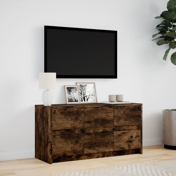 Füstös tölgy színű szerelt fa LED-es TV-szekrény 100x34x50 cm