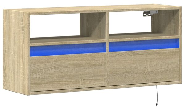 Sonoma tölgy színű fali TV-szekrény LED-ekkel 100x31x45 cm