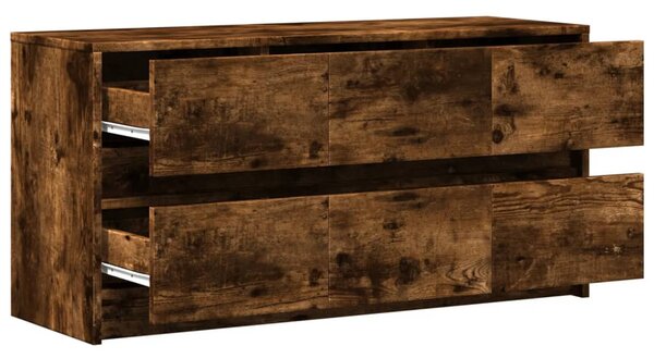 Füstös tölgy színű szerelt fa LED-es TV-szekrény 100x34x50 cm