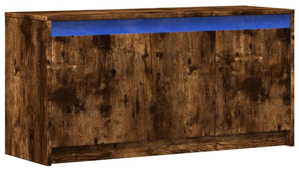 Füstös tölgy színű szerelt fa LED-es TV-szekrény 100x34x50 cm
