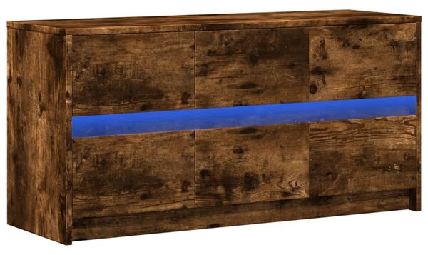 Füstös tölgy színű szerelt fa LED-es TV-szekrény 100x34x50 cm
