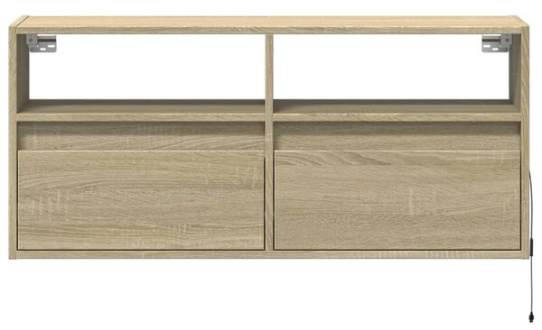 Sonoma tölgy színű fali TV-szekrény LED-ekkel 100x31x45 cm