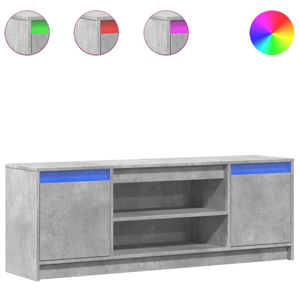 Betonszürke szerelt fa TV-szekrény LED-ekkel 139,5 x 34 x 50 cm