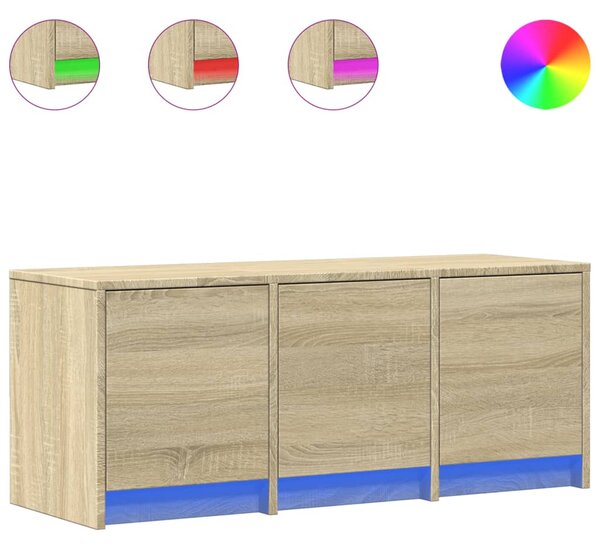 Sonoma tölgy színű szerelt fa TV-szekrény LED-del 97x34x40 cm