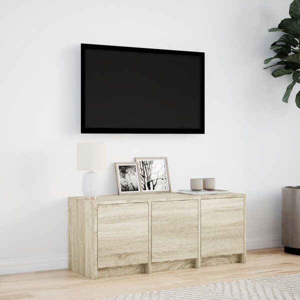 Sonoma tölgy színű szerelt fa TV-szekrény LED-del 97x34x40 cm