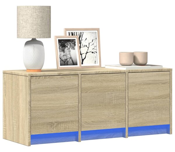 Sonoma tölgy színű szerelt fa TV-szekrény LED-del 97x34x40 cm