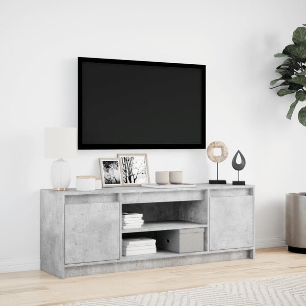 Betonszürke szerelt fa TV-szekrény LED-ekkel 139,5 x 34 x 50 cm