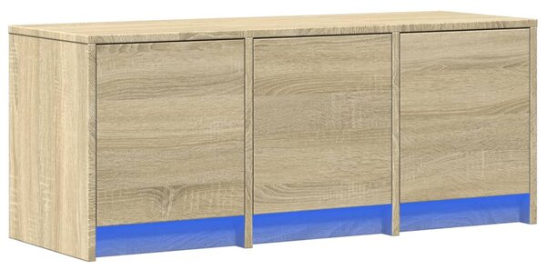 Sonoma tölgy színű szerelt fa TV-szekrény LED-del 97x34x40 cm