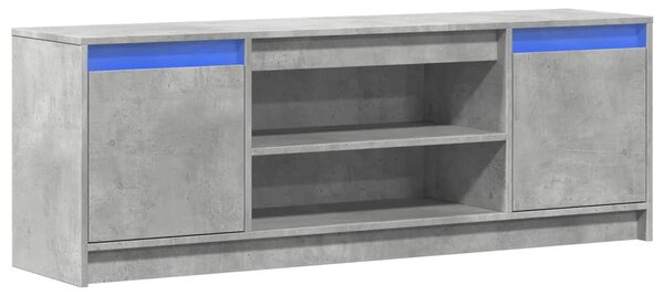 Betonszürke szerelt fa TV-szekrény LED-ekkel 139,5 x 34 x 50 cm