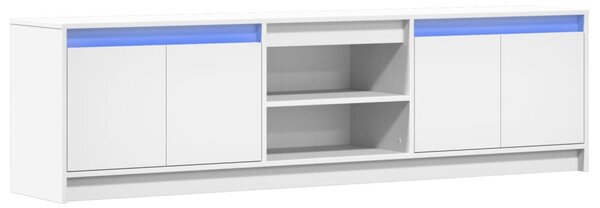 Fehér szerelt fa TV-szekrény LED-ekkel 180 x 34 x 50 cm