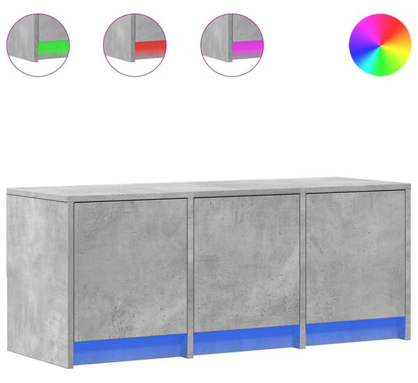 Betonszürke szerelt fa TV-szekrény LED-ekkel 97 x 34 x 40 cm