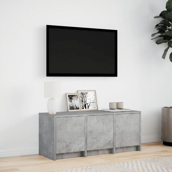 Betonszürke szerelt fa TV-szekrény LED-ekkel 97 x 34 x 40 cm