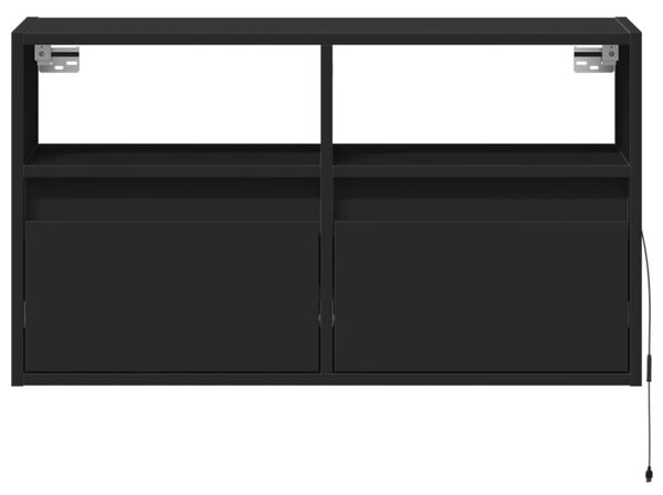 Fekete fali TV-szekrény LED-világítással 80x31x45 cm