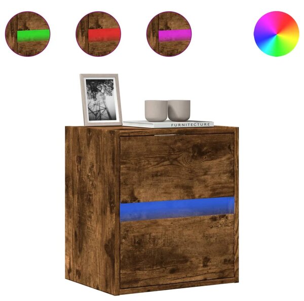 Füstös tölgy színű fali TV-szekrény LED-ekkel 41x31x45 cm