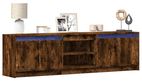 Füstös tölgy színű szerelt fa LED-es TV-szekrény 180x34x50 cm