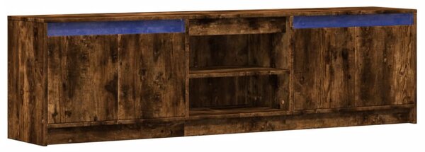 Füstös tölgy színű szerelt fa LED-es TV-szekrény 180x34x50 cm