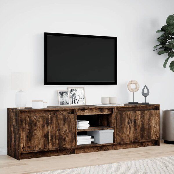 Füstös tölgy színű szerelt fa LED-es TV-szekrény 180x34x50 cm