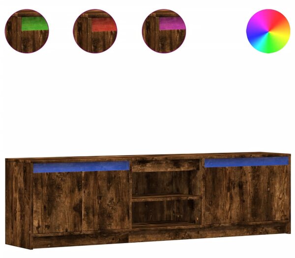 Füstös tölgy színű szerelt fa LED-es TV-szekrény 180x34x50 cm