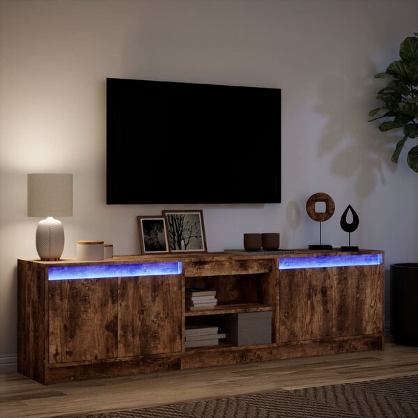 Füstös tölgy színű szerelt fa LED-es TV-szekrény 180x34x50 cm
