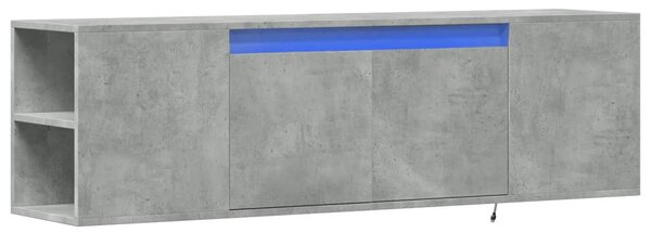 Betonszürke falra szerelhető TV-szekrény LED-del 135x31x39,5 cm