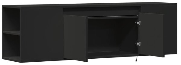 Fekete fali TV-szekrény LED-világítással 135x31x39,5 cm