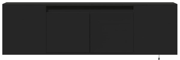 Fekete fali TV-szekrény LED-világítással 135x31x39,5 cm