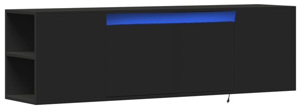 Fekete fali TV-szekrény LED-világítással 135x31x39,5 cm
