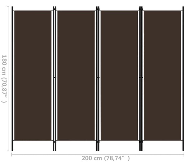Barna 4 paneles paraván 200 x 180 cm