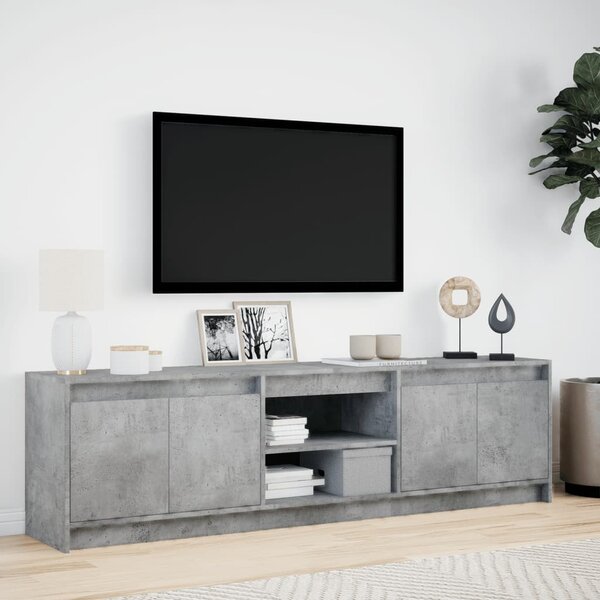 Betonszürke szerelt fa TV-szekrény LED-ekkel 180 x 34 x 50 cm