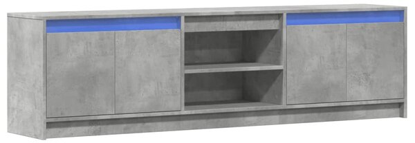 Betonszürke szerelt fa TV-szekrény LED-ekkel 180 x 34 x 50 cm