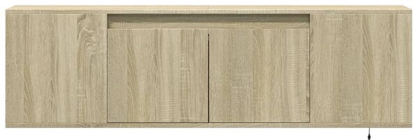 Sonoma tölgy színű fali TV-szekrény LED-ekkel 135x31x39,5 cm