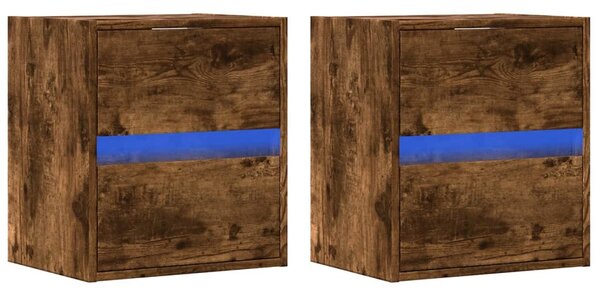 2 db füstös tölgy fali TV-szekrény LED-ekkel 41 x 31 x 45 cm