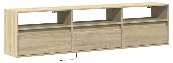 Sonoma tölgy színű falra TV-szekrény LED-del 180 x 31 x 45 cm