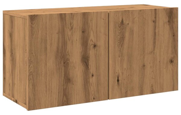 Kézműves tölgy színű falra szerelhető TV-szekrény 80x30x41 cm