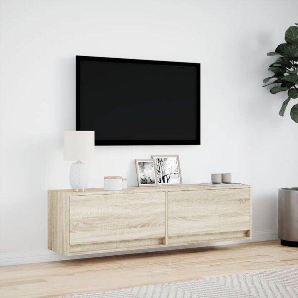 Sonoma tölgy színű fali TV-szekrény LED-ekkel 140 x 31 x 38 cm