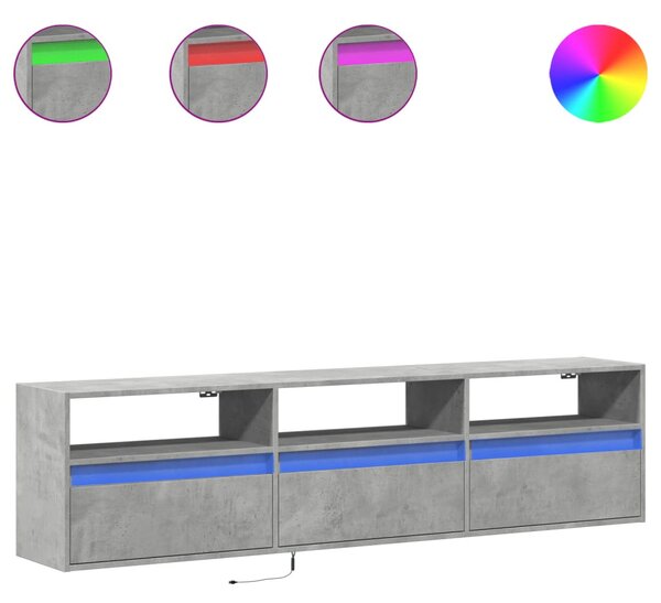 Fehér falra szerelhető TV-szekrény LED-del 180 x 31 x 45 cm