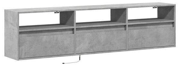 Fehér falra szerelhető TV-szekrény LED-del 180 x 31 x 45 cm