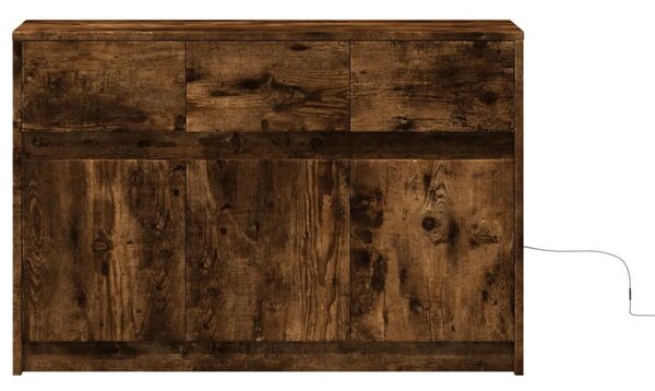 Füstös tölgy színű szerelt fa LED-es TV-szekrény 91x34x61 cm