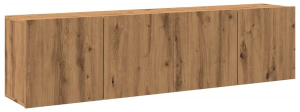 2 db kézműves tölgy falra szerelhető TV-szekrény 80x30x41 cm