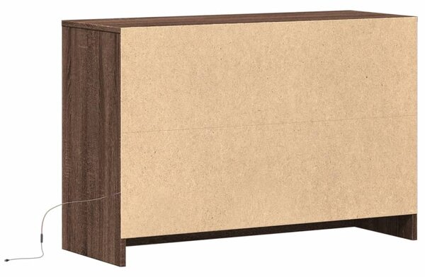 Barna tölgy színű szerelt fa LED-es TV-szekrény 91x34x61 cm