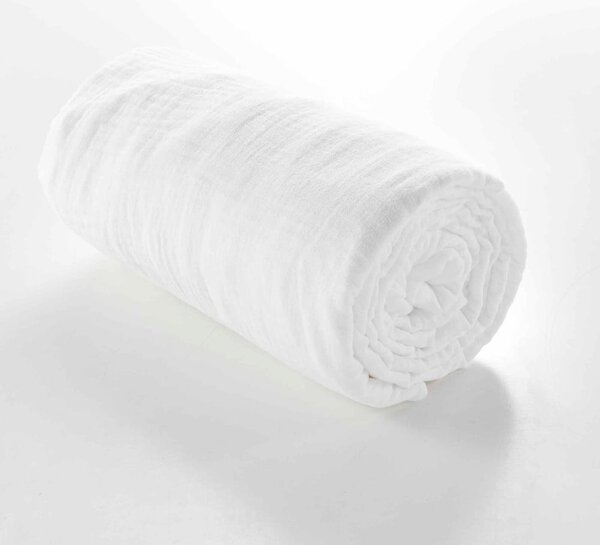 Fehér gumis muszlin lepedő 160x200 cm Angelia – douceur d'intérieur